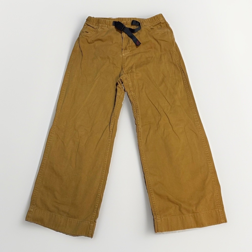 Gramicci Pants Mens M Wide Leg Climbing Hiking Cotton Twill Tan Mustard Brown 30